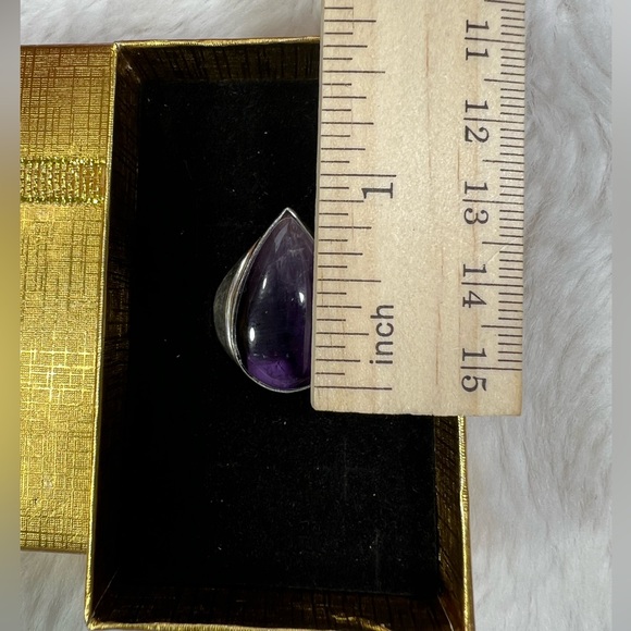 Amethyst 925 Unisex Gemstone Ring size 8.25 - Picture 5 of 6